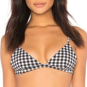 NWT Mara Hoffman Swim Astrid Bikini Top Womens XS Black White Gingham
